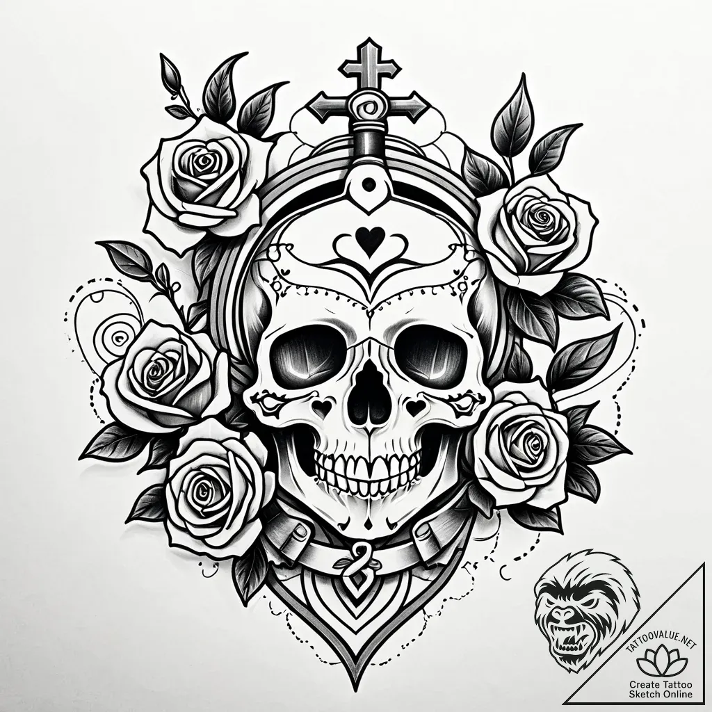 Lock made from an anatomical heart, tattoo li... - style Jaeger Simple - tattoo sketch (12.11.2025 21:10)