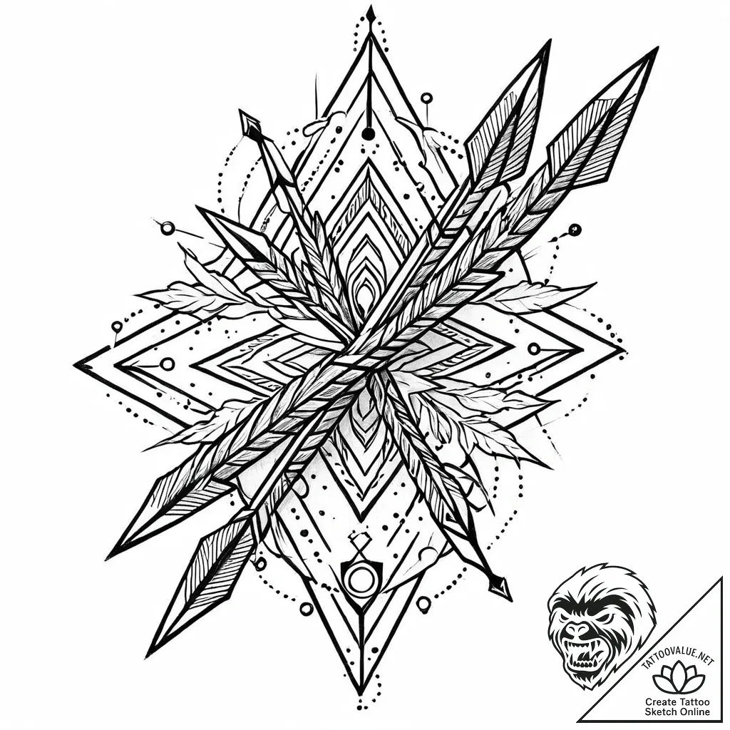 Quiver of spectral arrows, concept art for ta... - style Jaeger Mini - tattoo sketch (12.11.2025 21:13)