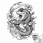 Frog, concept art for tattoo, black and grey… – style Jaeger Mini – tattoo sketch (12.11.2025 21:25)