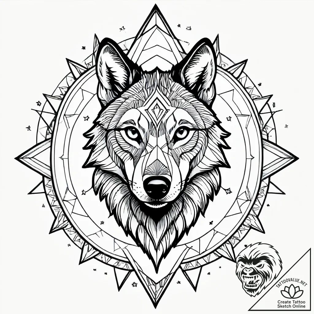 Astral wolf hunting through cosmic forest, co... - style Jagger Old - tattoo sketch (12.11.2025 21:40)