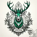 Emerald stag crowned in roots, ink illustrati… – style Jaeger Simple – tattoo sketch (12.11.2025 21:46)