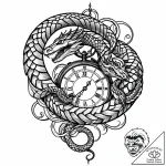 Ice serpent coiling through timepiece, concep… – style Jaeger Mini – tattoo sketch (12.11.2025 21:49)