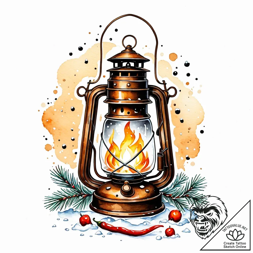Tattoo sketch, kristoff with lantern and snow... - style Jaeger Mini - tattoo sketch (12.11.2025 22:01)