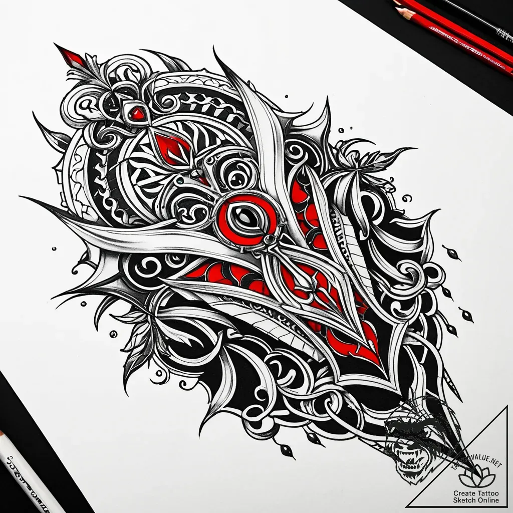 Quicksilver chain binding relic, tattoo line... - style Jaeger Simple - tattoo sketch (12.11.2025 22:22)