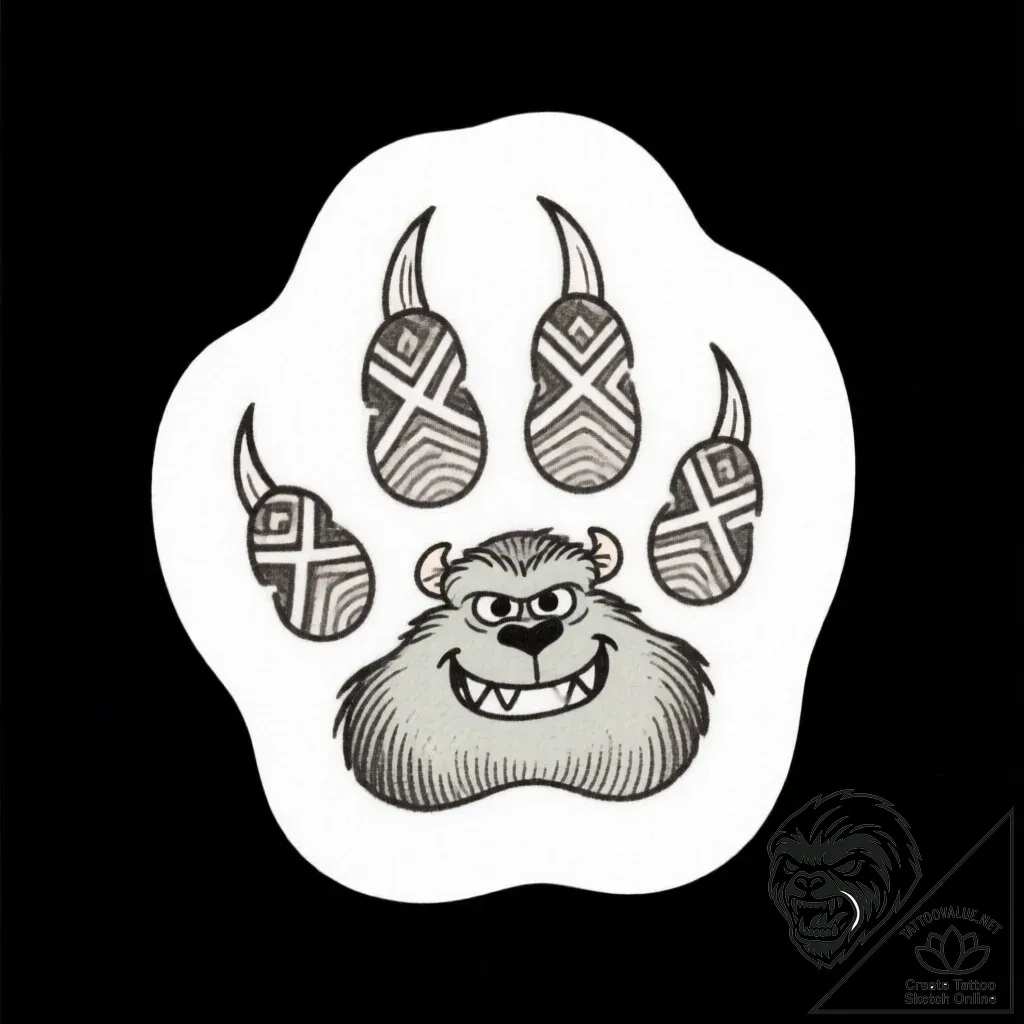 Eskizto, tattoo sketch, sulleyвђ™s paw print... - style Flux Inscriptions - tattoo sketch (12.11.2025 23:07)