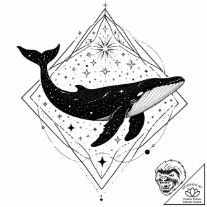 A whale silhouette filled with a starry sky,… – style Jaeger Mini – tattoo sketch (12.11.2025 23:14)