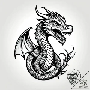 Animated dragon curled on treasure, tattoo sk… – style Jagger Old – tattoo sketch (12.11.2025 23:16)