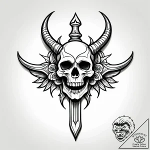 Ivory blade in skeletal grip, tattoo drawing… – style Jagger Old – tattoo sketch (12.11.2025 23:27)