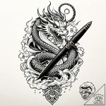 Dagger fused with serpent eye, tattoo line ar… – style Jaeger Mini – tattoo sketch (12.11.2025 23:37)