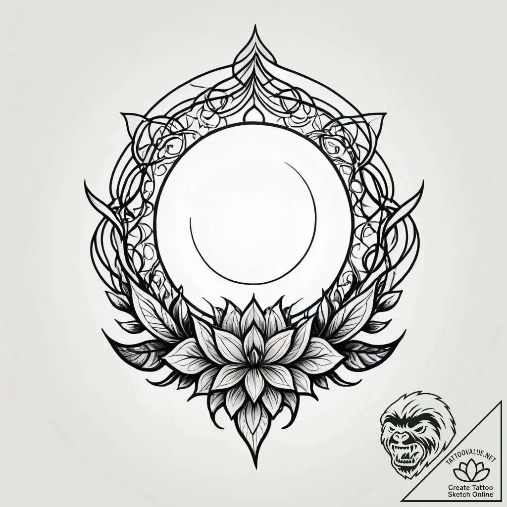 Lunar vines binding spectral bloom, tattoo fl... - style Jagger Old - tattoo sketch (12.11.2025 23:40)