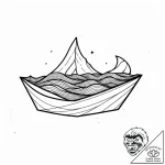 Paper boat floating on a minimalist wave, art… – style Jaeger Mini – tattoo sketch (12.11.2025 23:49)
