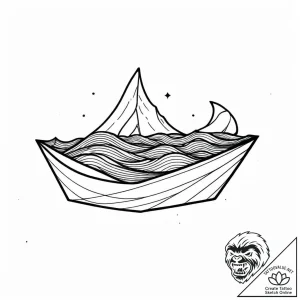 Paper boat floating on a minimalist wave, art… – style Jaeger Mini – tattoo sketch (12.11.2025 23:49)