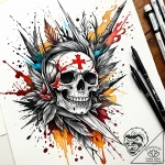 Blood trail winding through forest, tattoo dr… – style Jaeger Simple – tattoo sketch (12.11.2025 23:57)