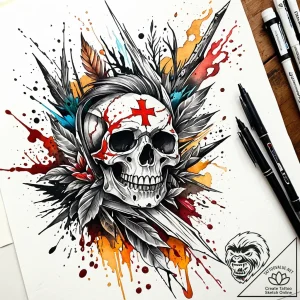 Blood trail winding through forest, tattoo dr… – style Jaeger Simple – tattoo sketch (12.11.2025 23:57)