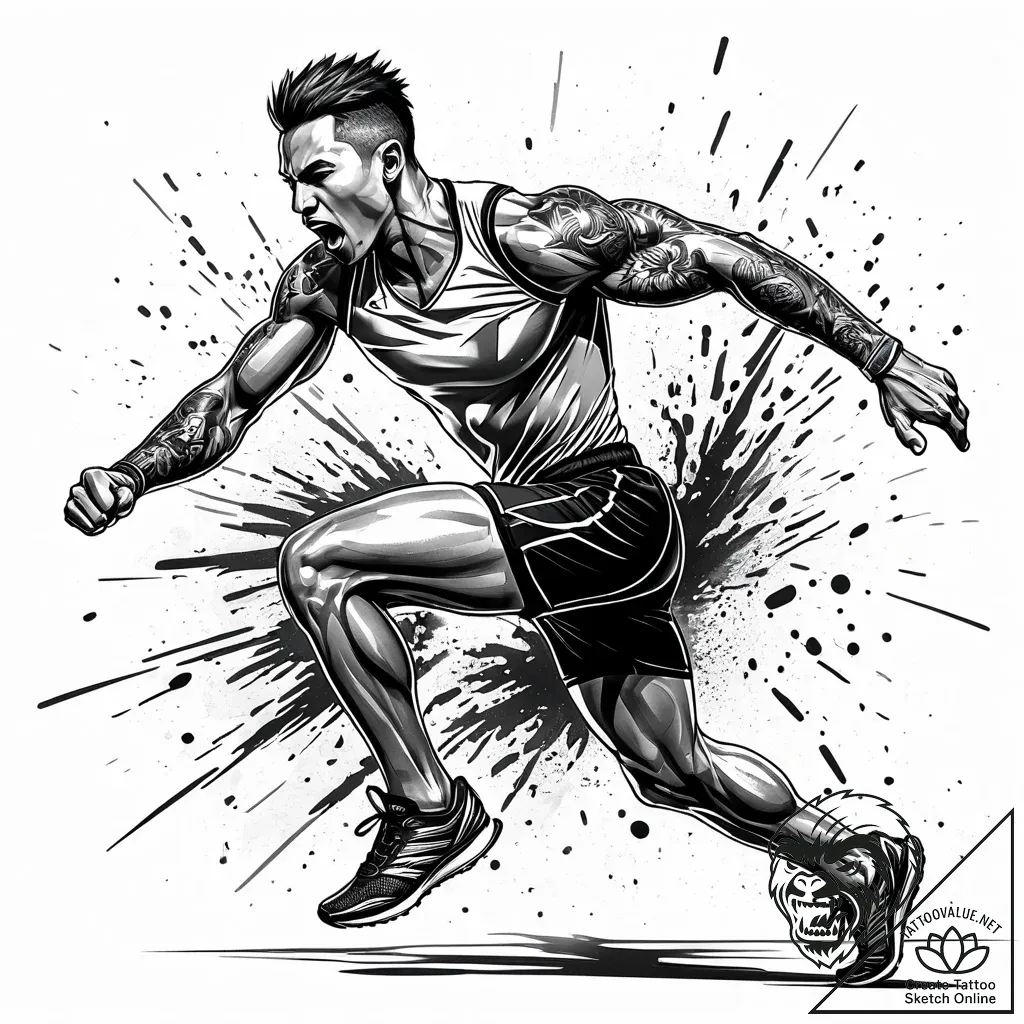 Tat tattoo sketch, sprinter crossing finish l... - style Jaeger Simple - tattoo sketch (13.11.2025 00:09)