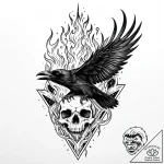 Raven skull devouring celestial flame, concep… – style Jaeger Mini – tattoo sketch (13.11.2025 00:25)
