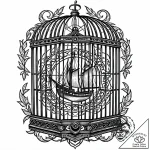 Gilded cage with its door wide open, tattoo f… – style Jaeger Mini – tattoo sketch (13.11.2025 00:37)