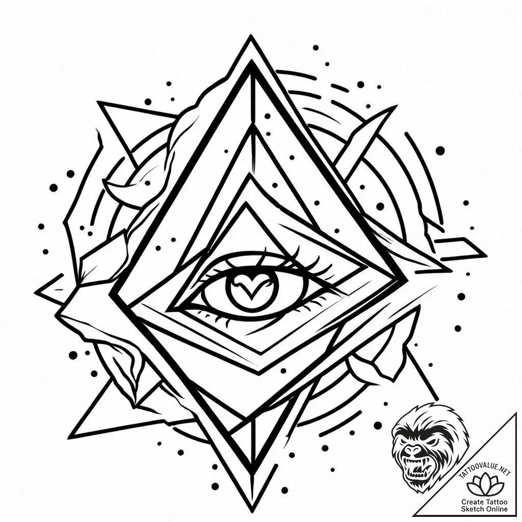 Danger sign triangle with a heart inside, tat... - style Jaeger Mini - tattoo sketch (13.11.2025 00:49)