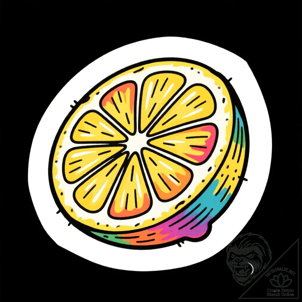 Lemon slice, simple and graphic, tattoo drawi... - style Flux Inscriptions - tattoo sketch (13.11.2025 01:04)