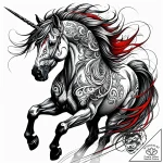 Astral horse with star mane, artistic tattoo… – style Jaeger Simple – tattoo sketch (13.11.2025 01:05)