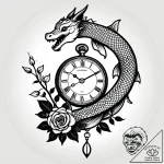 Tat tattoo sketch, vintage pocket watch entwi… – style Jagger Old – tattoo sketch (13.11.2025 01:10)