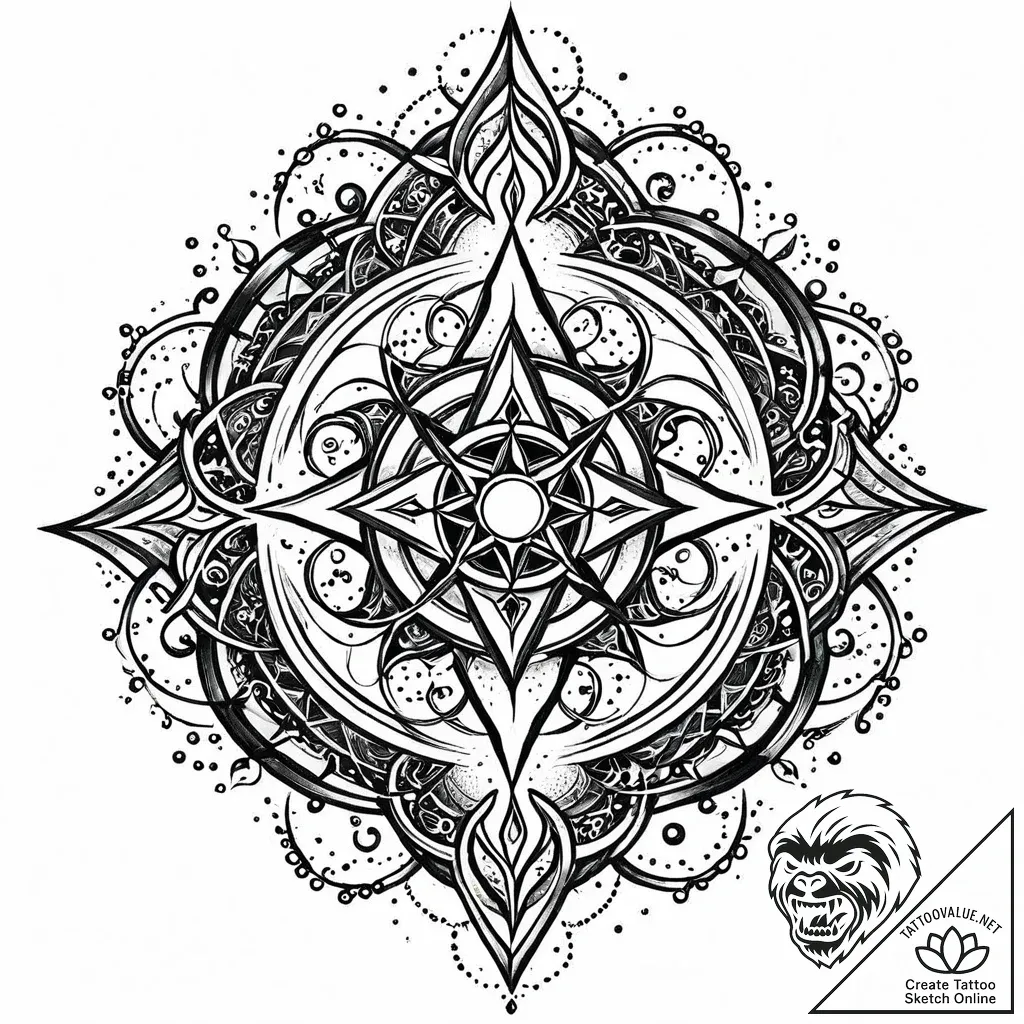 Tat tattoo sketch, magical battle scene with... - style Jaeger Mini - tattoo sketch (13.11.2025 01:19)