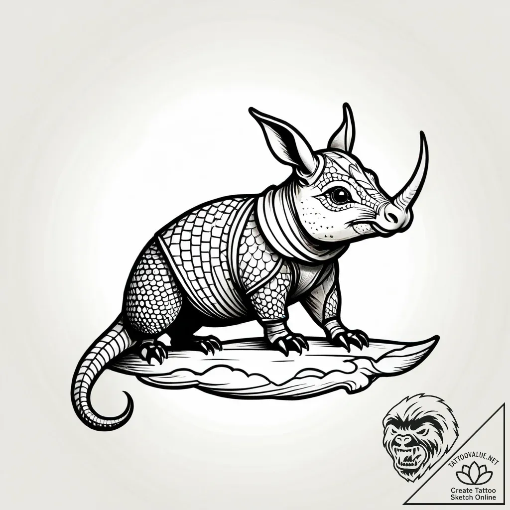 An armadillo, ink illustration for tattoo, on... - style Jagger Old - tattoo sketch (13.11.2025 01:22)