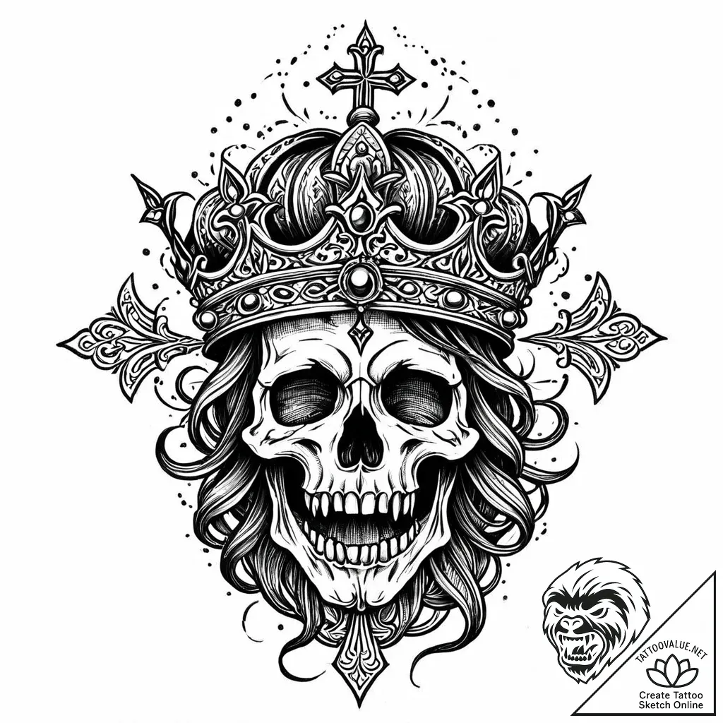 Woven crown devouring light, ink illustration... - style Jaeger Mini - tattoo sketch (13.11.2025 01:43)