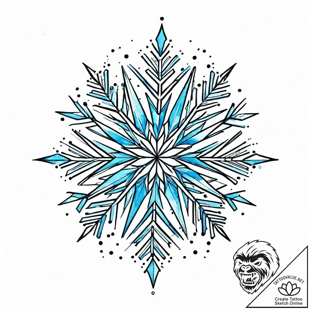 Snowflake, concept art for tattoo, clean line... - style Jaeger Mini - tattoo sketch (13.11.2025 01:55)