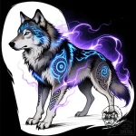 Tattoo sketch, wolf with glowing tribal tatto… – style Flux Inscriptions – tattoo sketch (13.11.2025 02:01)
