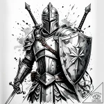 Tat tattoo sketch, heroic warrior clad in shi… – style Jaeger Simple – tattoo sketch (13.11.2025 02:04)