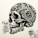 Tattoo sketch, skull with powerful handwritte… – style Jaeger Simple – tattoo sketch (13.11.2025 02:16)
