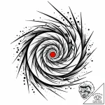 Ashen mirror cracked in spiral, ink illustrat… – style Jaeger Mini – tattoo sketch (13.11.2025 02:19)