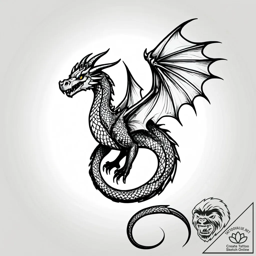 Tattoo sketch, morph transforming into dragon... - style Jagger Old - tattoo sketch (13.11.2025 02:22)