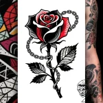 Arcane rose wrapped in spirit chains, tattoo… – style Flux Inscriptions – tattoo sketch (13.11.2025 02:37)