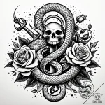Angelic serpent coiled around anchor, artisti… – style Jaeger Simple – tattoo sketch (13.11.2025 02:40)