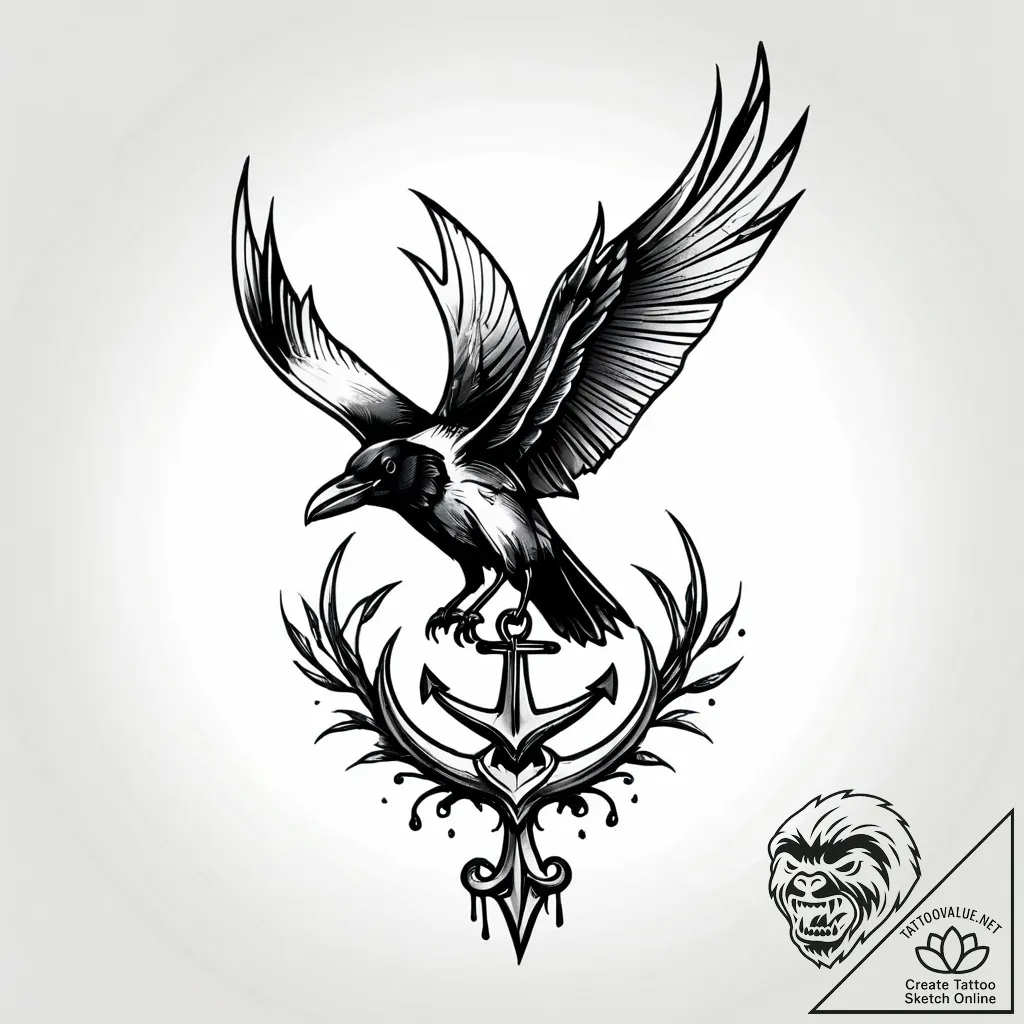 Raven blood dripping from talon, tattoo sketc... - style Jagger Old - tattoo sketch (13.11.2025 02:46)