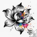 Dark flower blooming in void, tattoo drawing… – style Flux Inscriptions – tattoo sketch (13.11.2025 02:49)