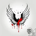 Animated wings torn and bleeding, tattoo line… – style Jagger Old – tattoo sketch (13.11.2025 02:58)
