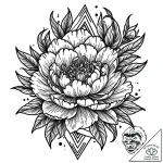 Peony, tattoo line art, fine lines, delicate… – style Jaeger Mini – tattoo sketch (13.11.2025 03:07)