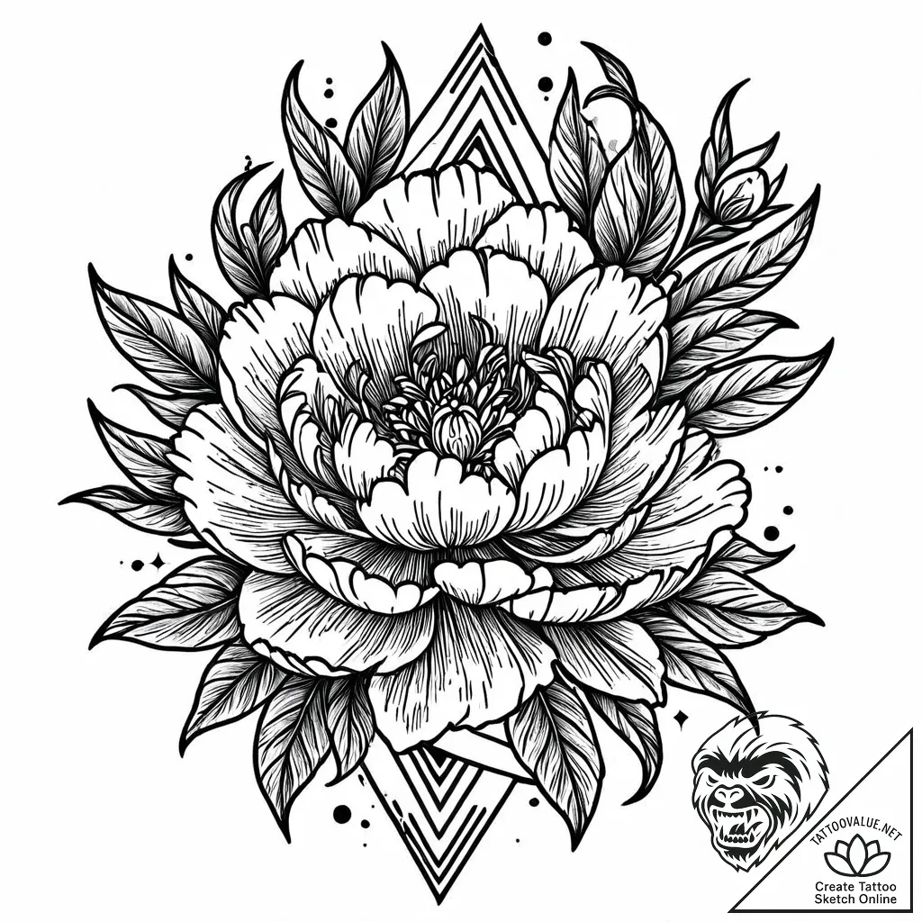 Peony, tattoo line art, fine lines, delicate... - style Jaeger Mini - tattoo sketch (13.11.2025 03:07)