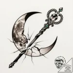 Jewel staff through shattered moon, tattoo dr… – style Flux Inscriptions – tattoo sketch (13.11.2025 03:13)
