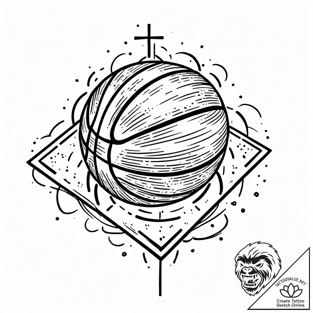 A classic basketball court, game,, artistic t... - style Jaeger Mini - tattoo sketch (13.11.2025 03:19)