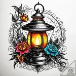 Lantern resting on ancient tome, ink illustra… – style Jaeger Simple – tattoo sketch (13.11.2025 03:40)