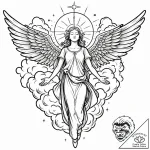 Tat tattoo sketch, luminous angel descending… – style Jaeger Mini – tattoo sketch (13.11.2025 03:43)