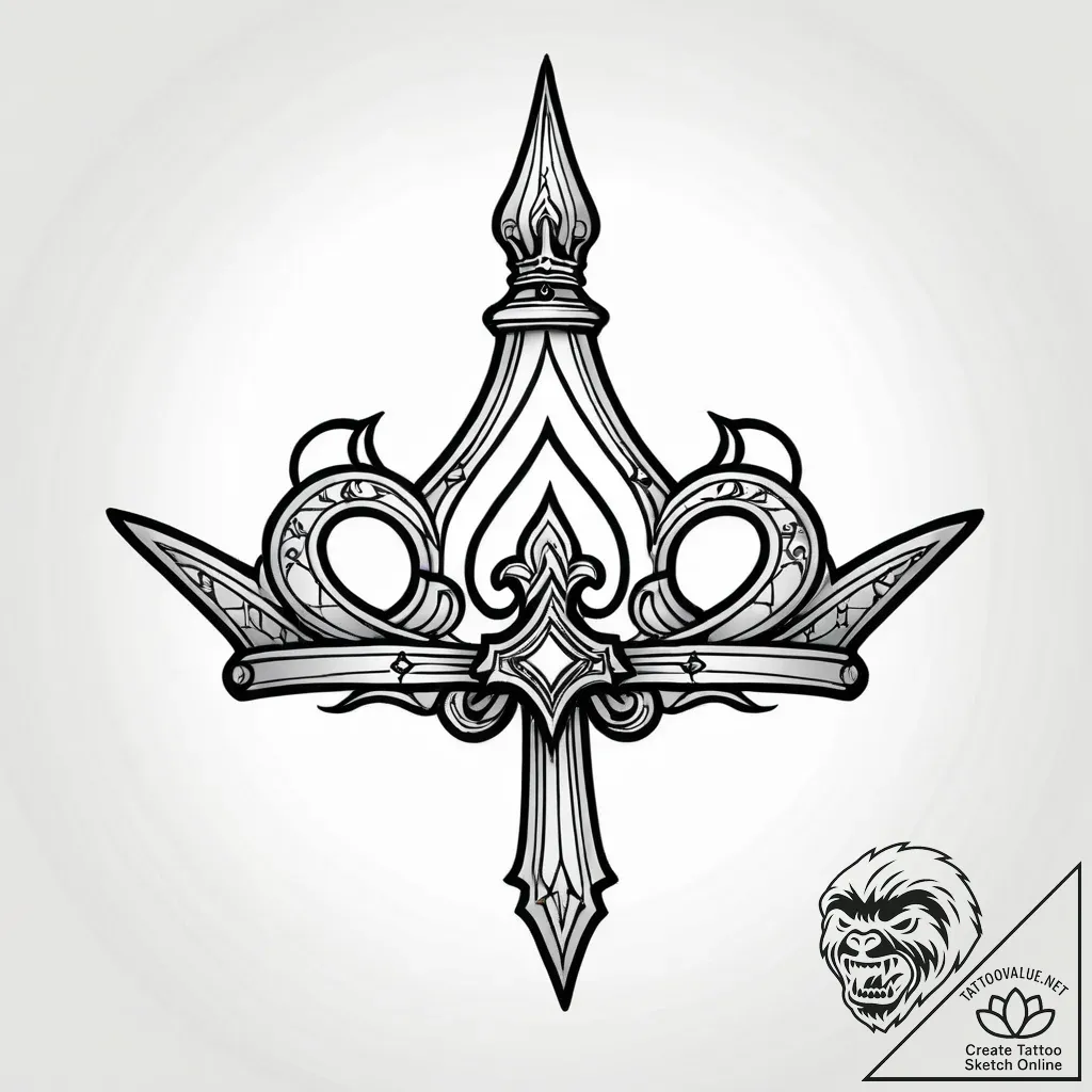 Fallen crown beneath bone spire, tattoo flash... - style Jagger Old - tattoo sketch (13.11.2025 03:46)