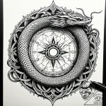 Ancient serpent biting its tail, tattoo line… – style Jaeger Simple – tattoo sketch (13.11.2025 04:04)