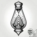 Atomic explosion in hourglass, concept art fo… – style Jagger Old – tattoo sketch (13.11.2025 04:10)