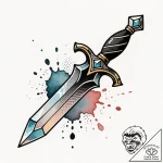 Dagger with crystal blade, ink illustration f… – style Flux Inscriptions – tattoo sketch (13.11.2025 04:25)