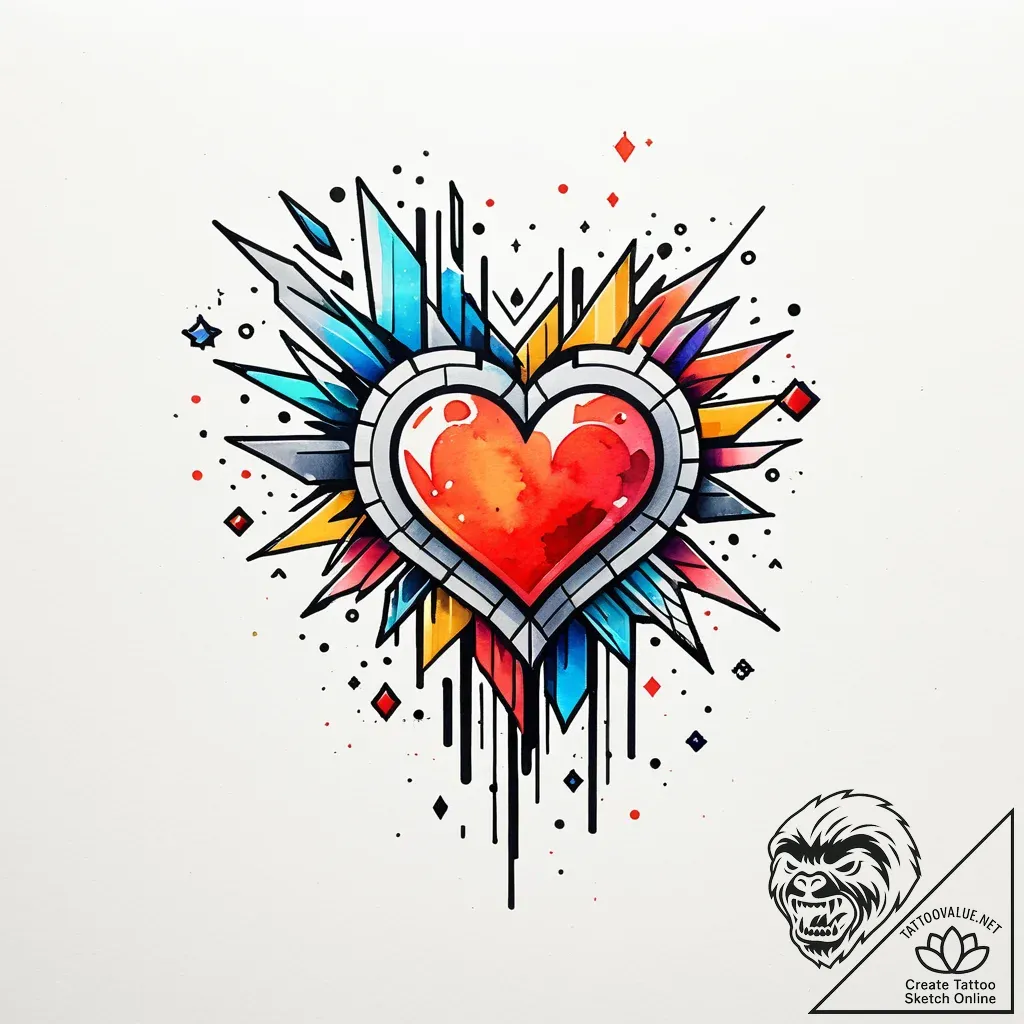 Heart icon, 8-bit pixel style, tattoo line ar... - style Jaeger Simple - tattoo sketch (13.11.2025 04:28)